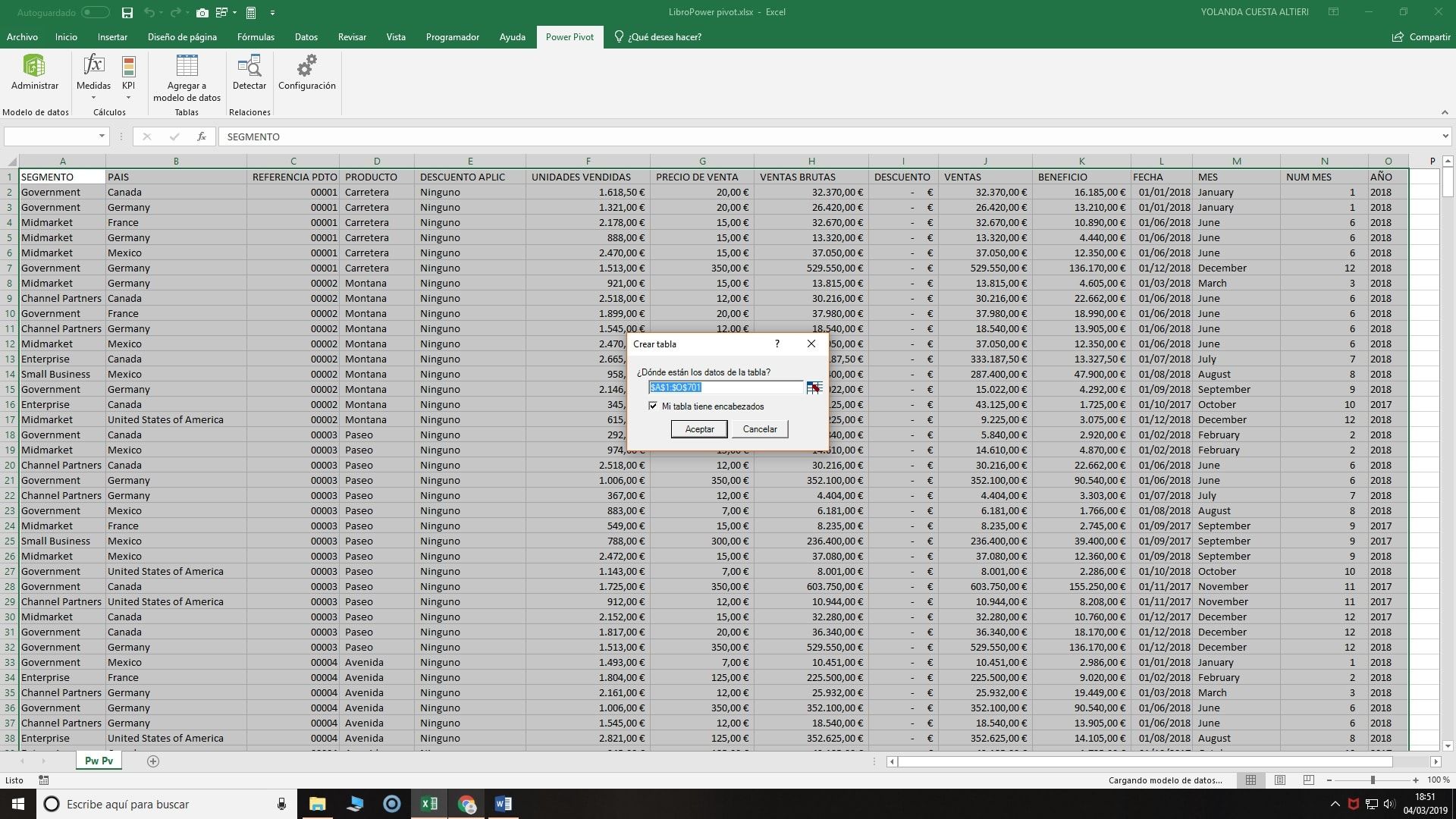 Power Pivot en Excel primeros pasos 3 Power Pivot cargar tabla