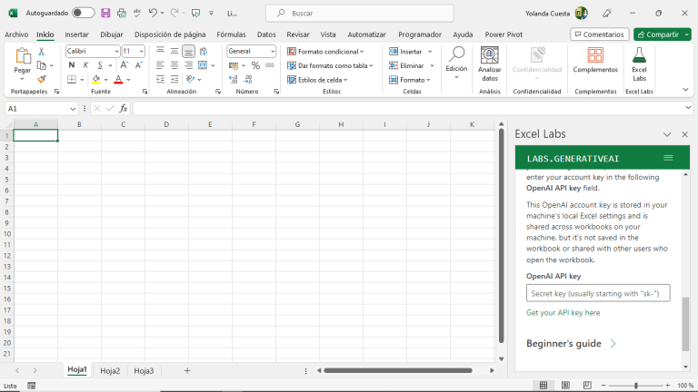 Excel Labs AI en tu hoja de cálculo Microsoft