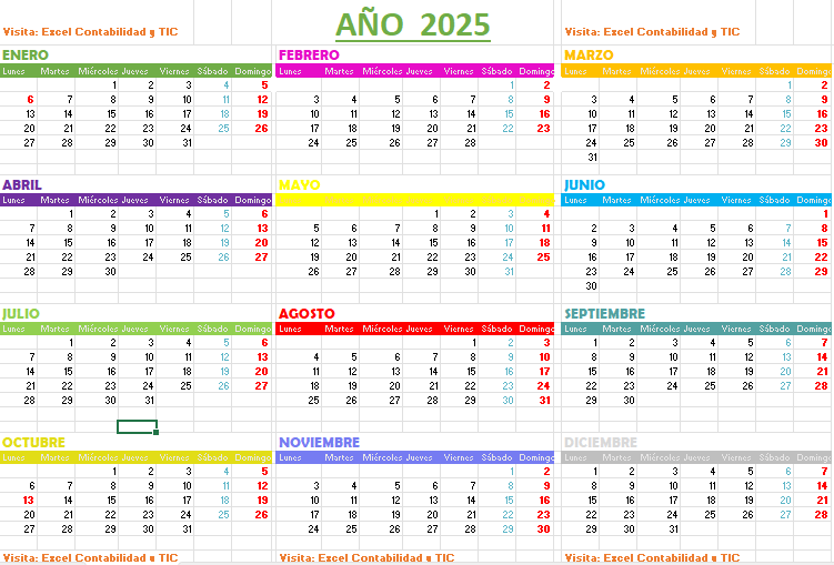 Calendario 2025 en Excel: descarga GRATIS + editable paso a paso 3 Año Calendario 2025 Excel