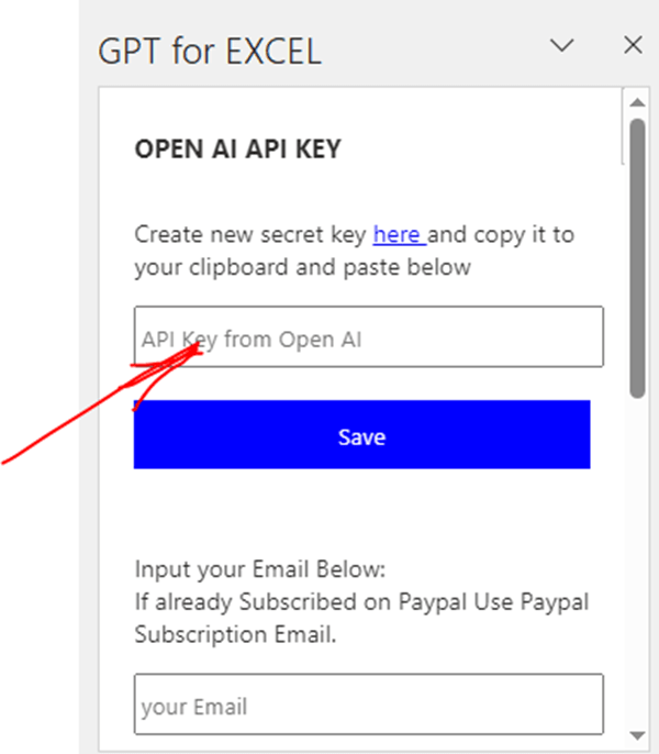Chat GPT for Excel en el programa Excel